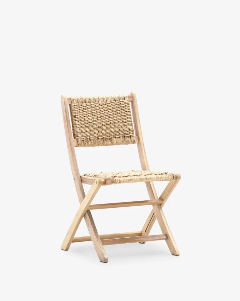 Folding garden chair wood and synthetic rattan