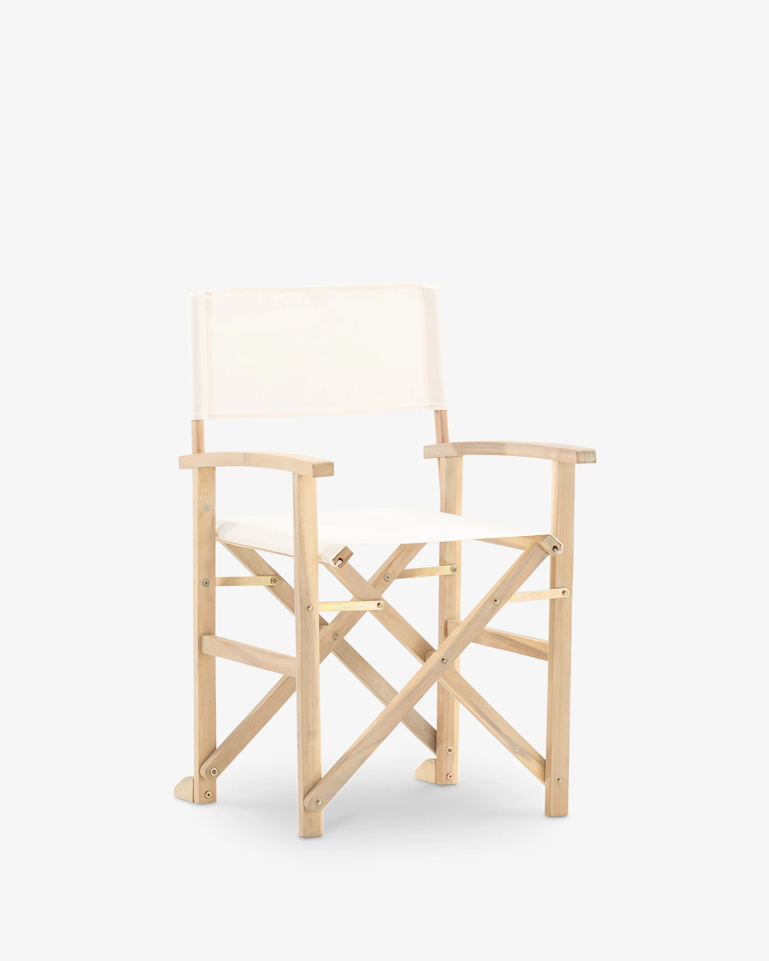 Fauteuil de directeur de jardin en bois et tissu écru