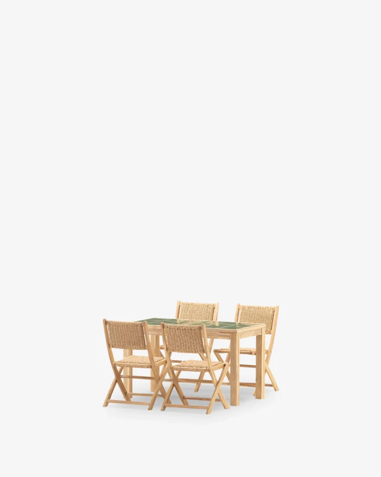 Garden dining set rattan and ceramic 4 seats