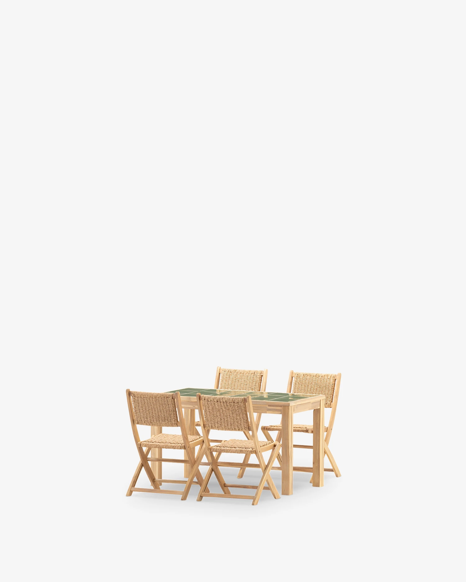 Garden dining set rattan and ceramic 4 seats