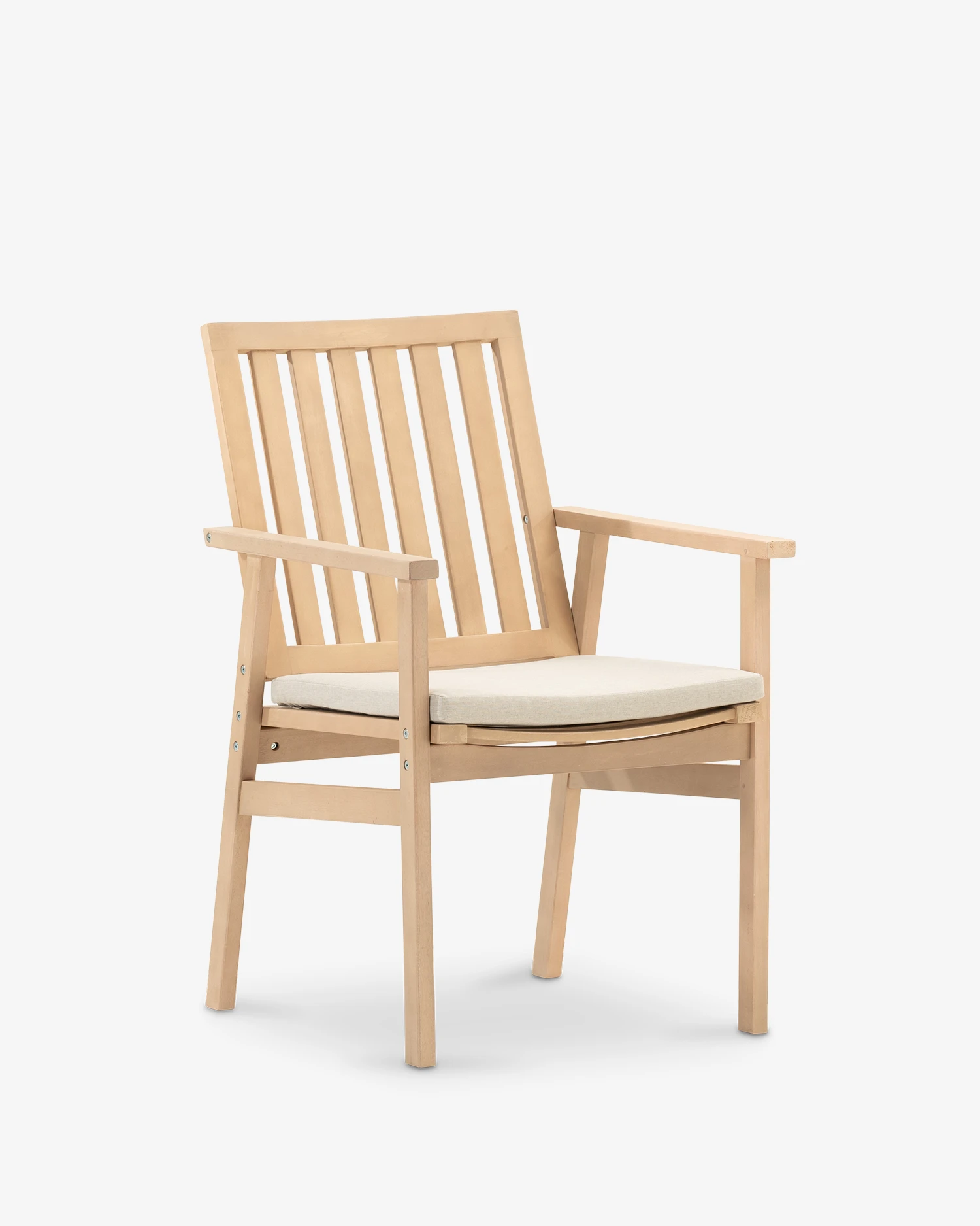 Wooden garden chair with cushion