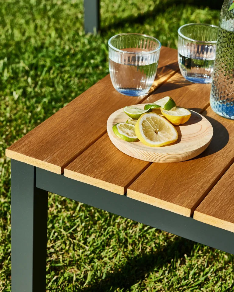 Anthracite jadite side table with imitation wood