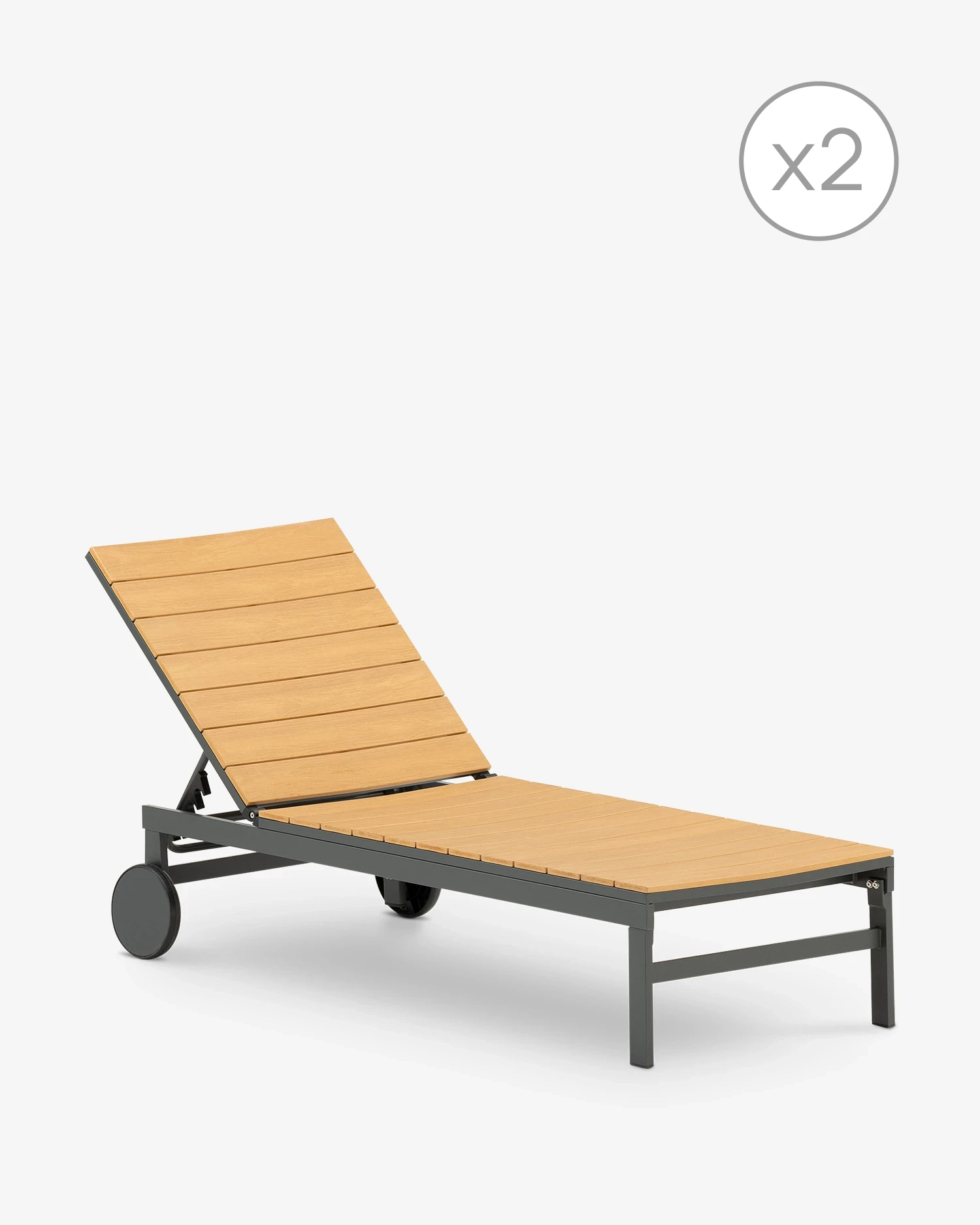 Anthracite imitation wood lounger