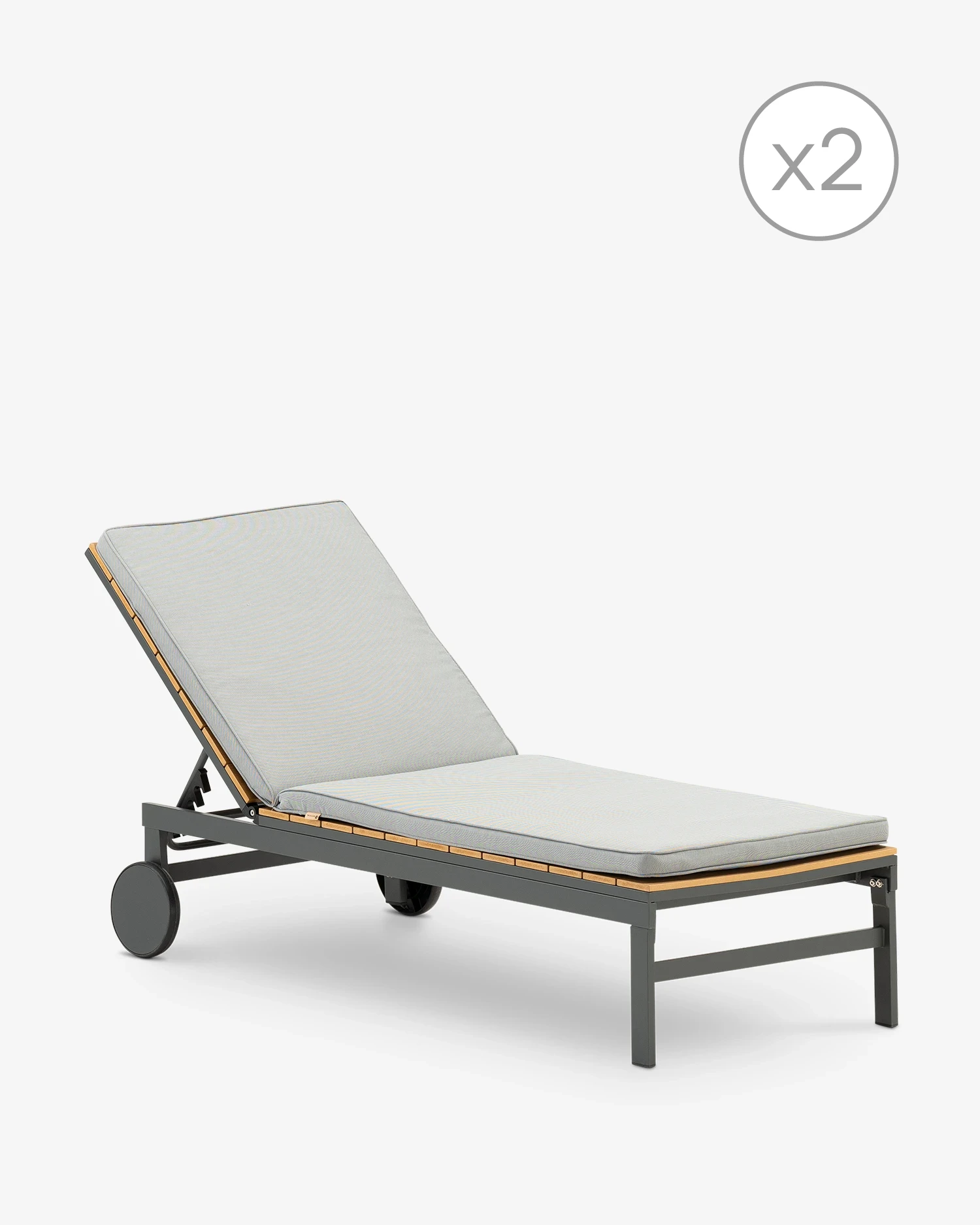 Anthracite imitation wood lounger