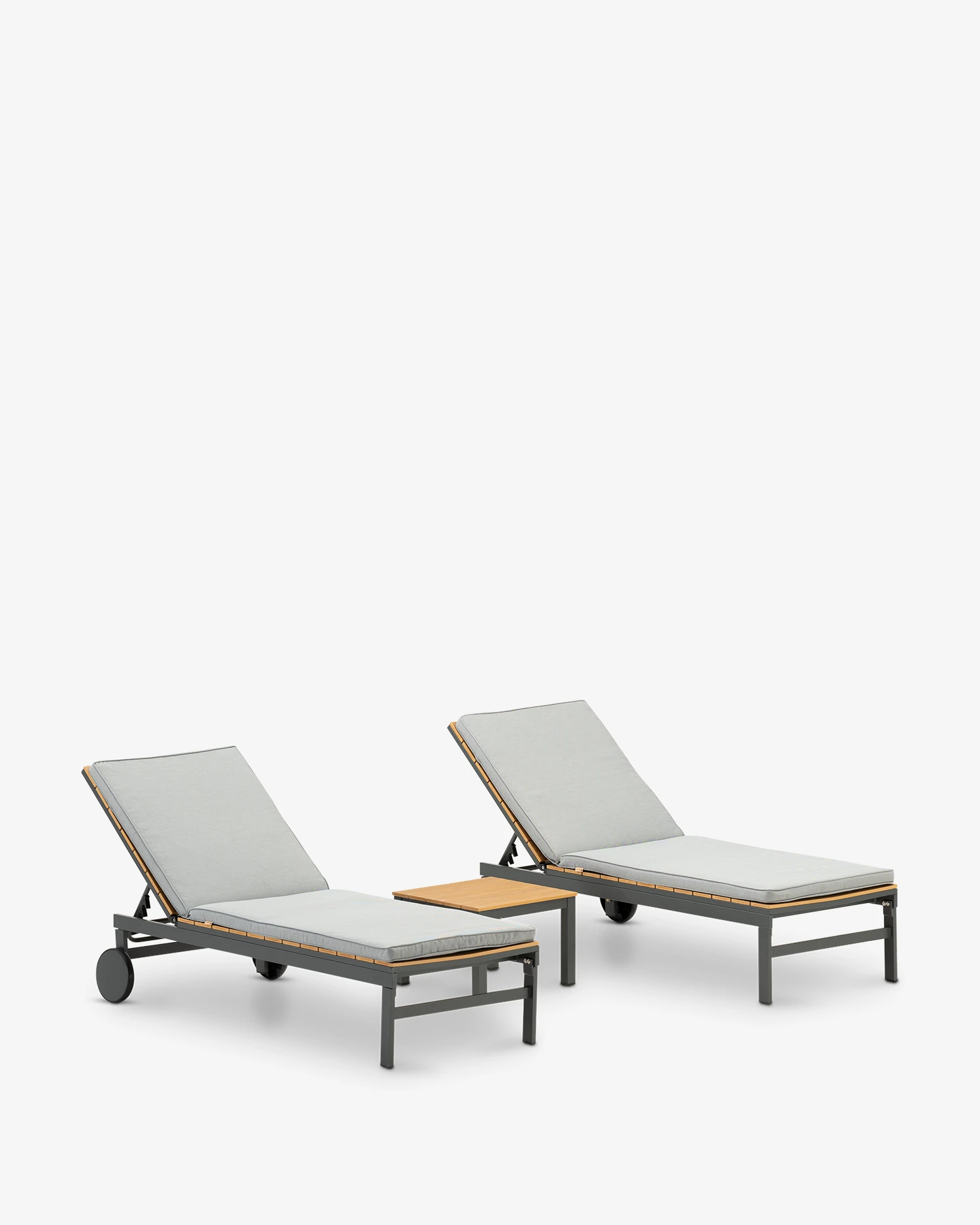 Anthracite imitation wood lounger