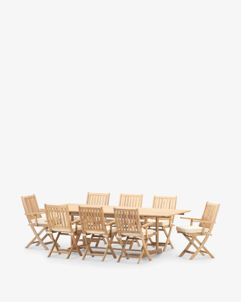 Garden dining set extendable wood 8 seats