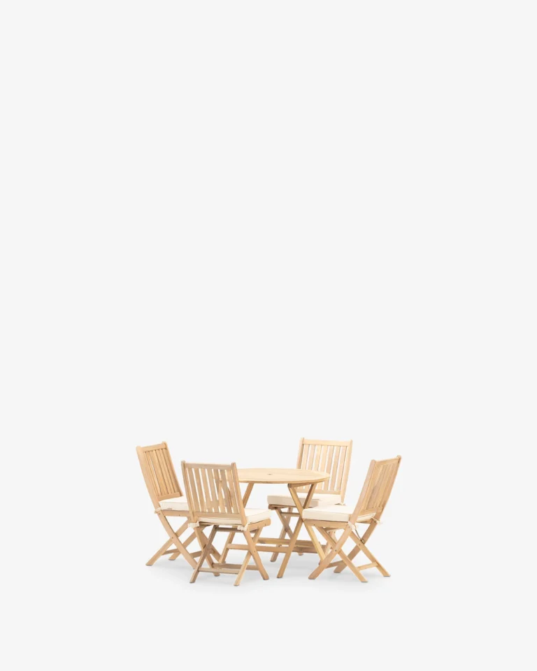 Round wooden garden set foldable 4 seats