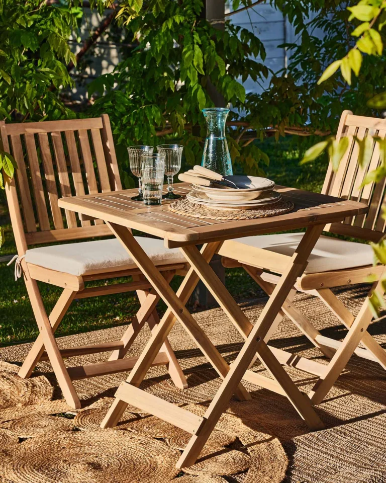 2-seater folding wooden balcony set