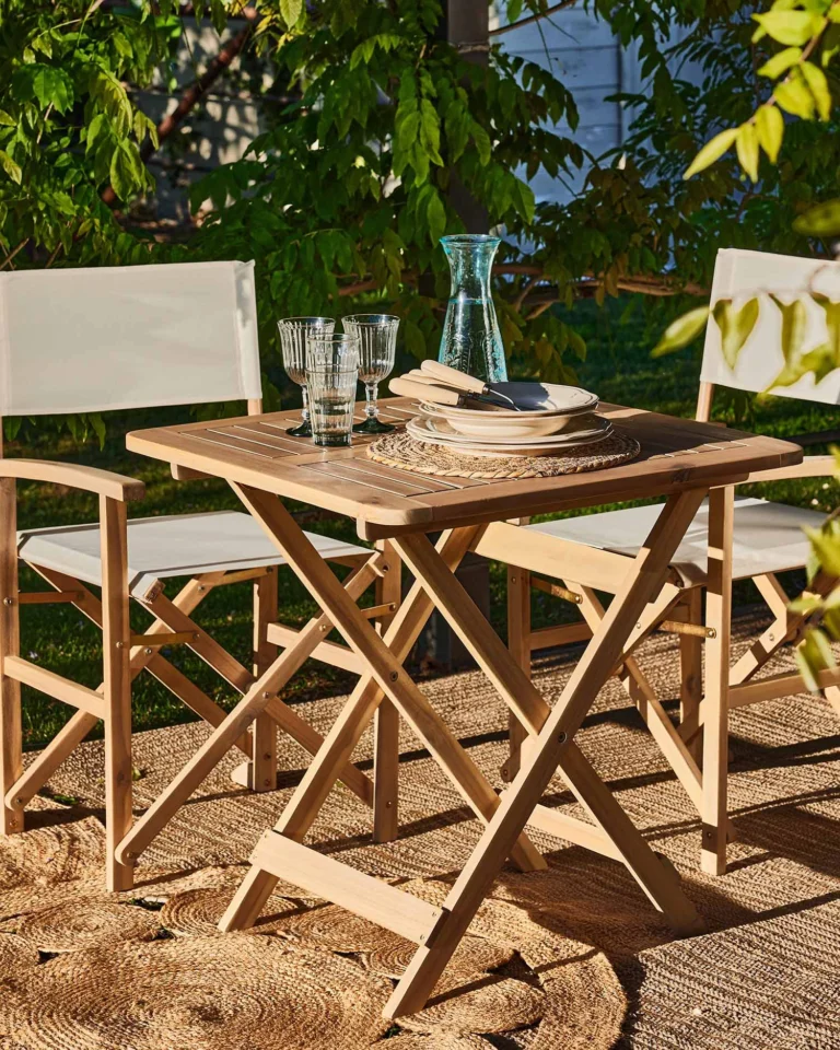 2-seater folding wooden balcony set