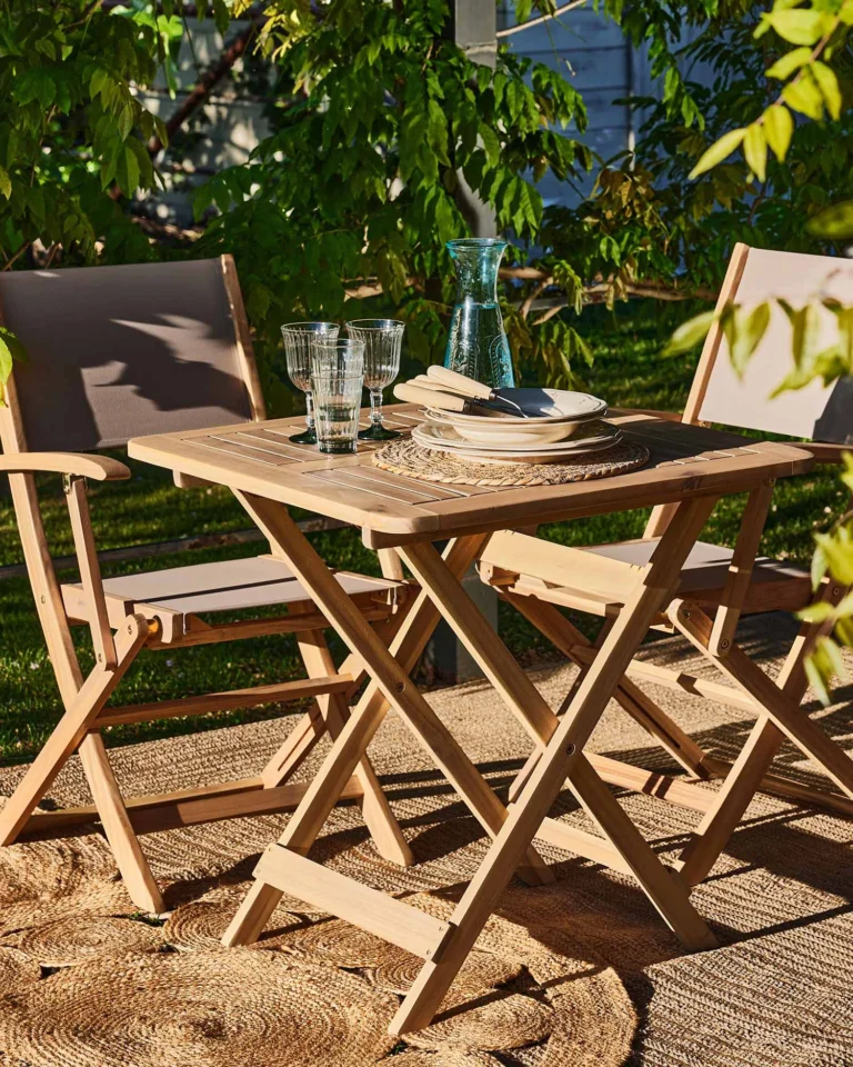 2-seater folding wooden balcony set