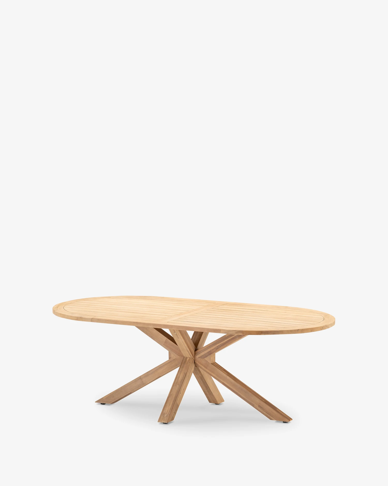 Oval outdoor wooden table