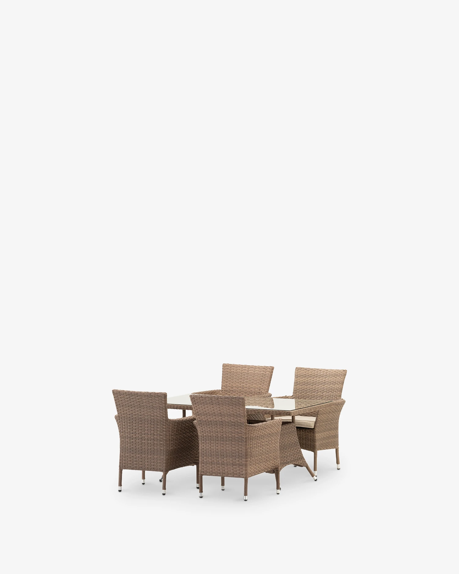 Rattan and glass dining set