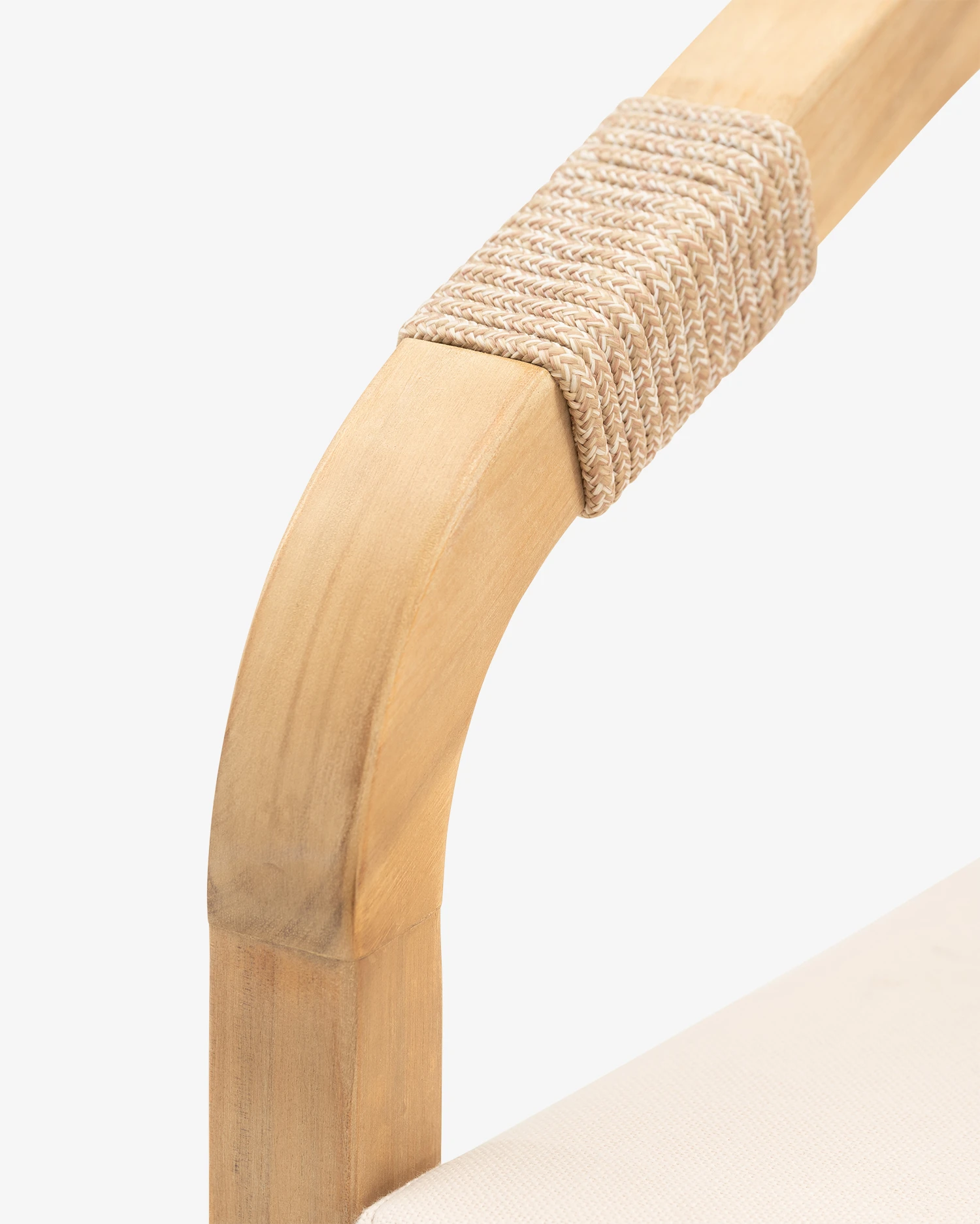 Silla de jardín madera y cuerda beige