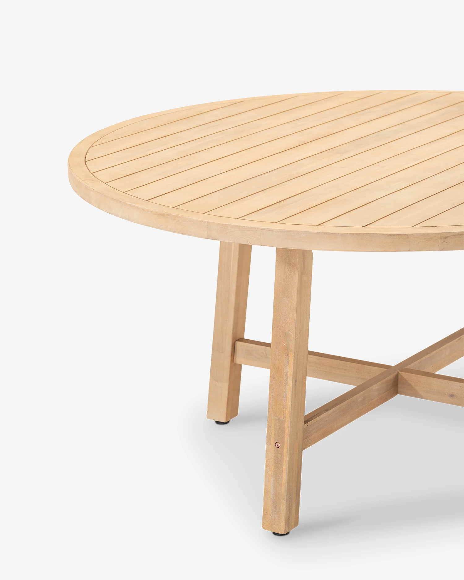 Round wooden garden table