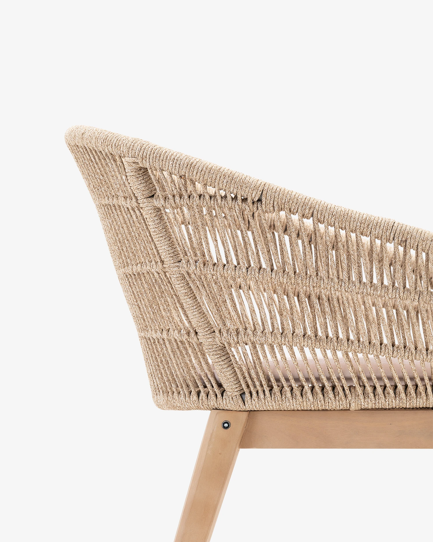 Beige wood and rope chair