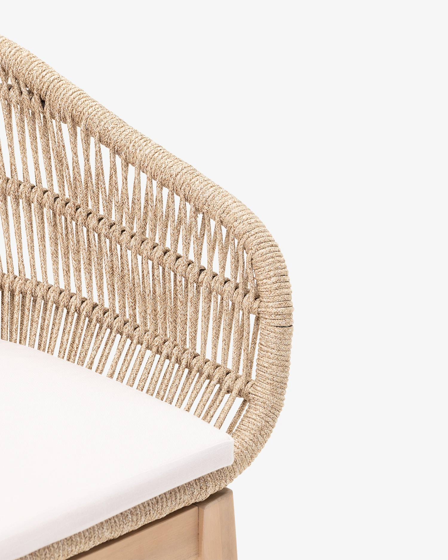 Beige wood and rope chair