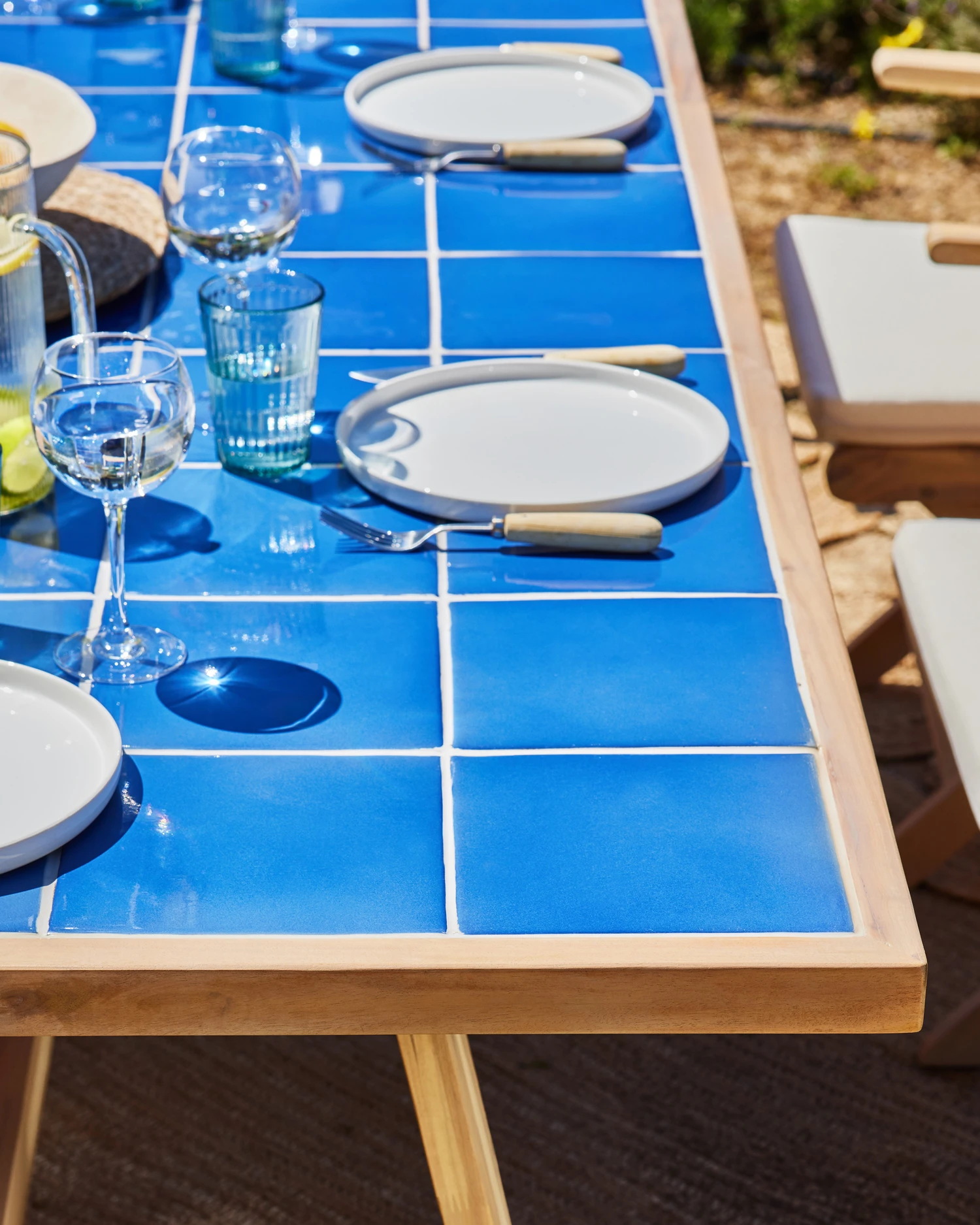Mesa de jardín madera y cerámica Bisbal - Defora Home