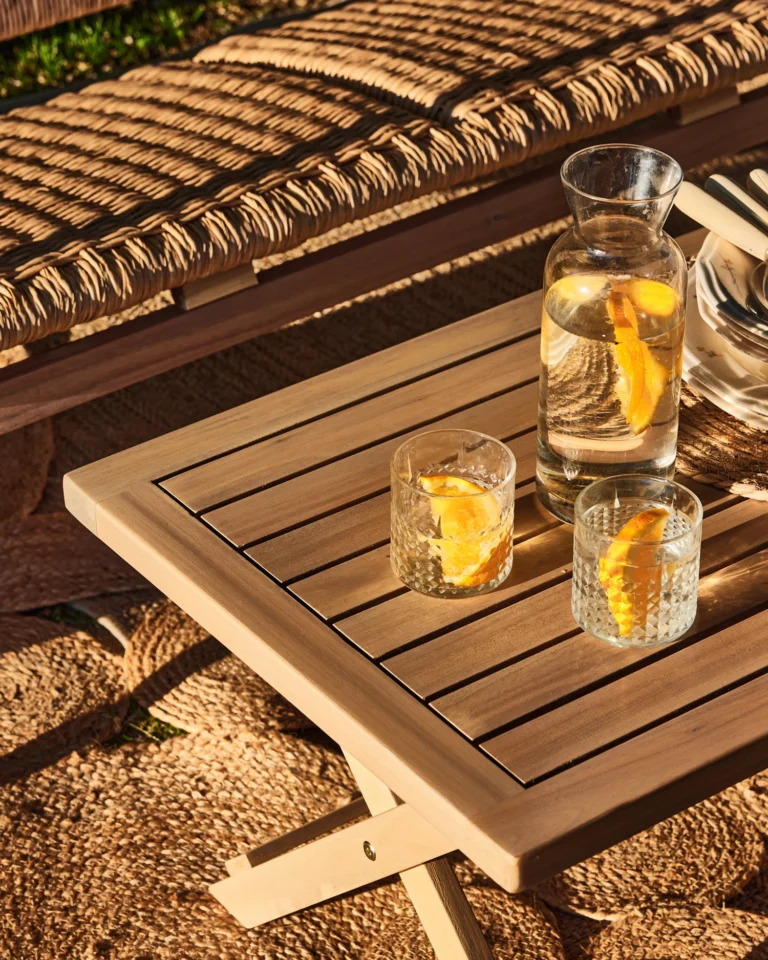 Folding wooden outdoor low table