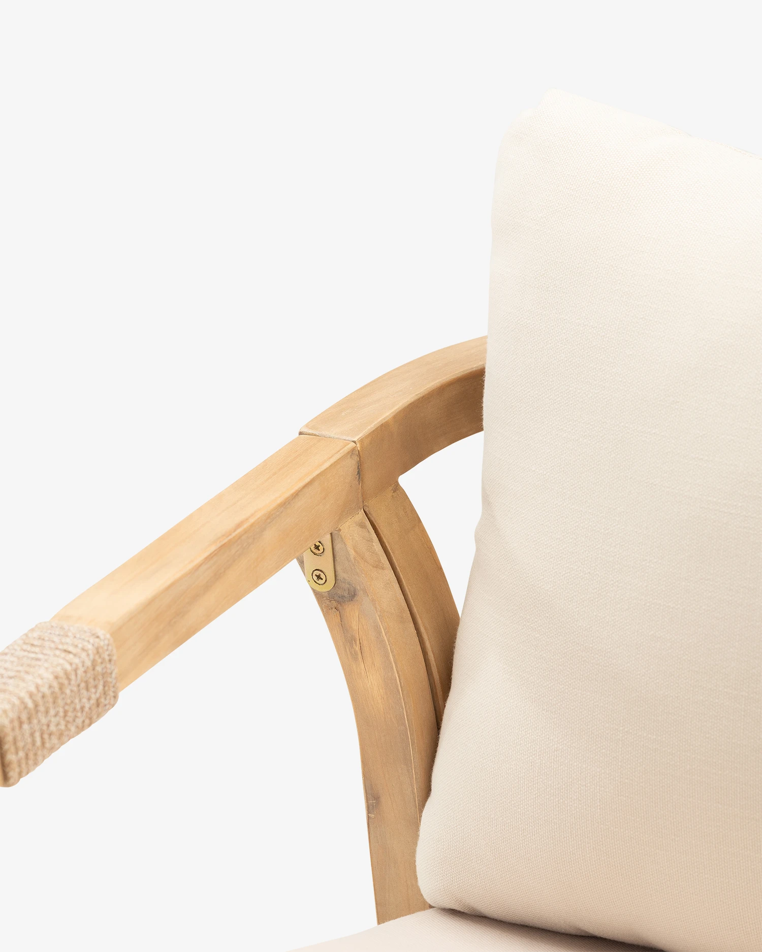 Silla de jardín madera y cuerda beige