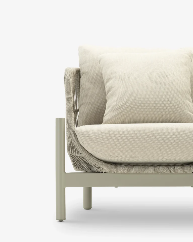 Sofá de jardín aluminio y cuerda beige 2 plazas