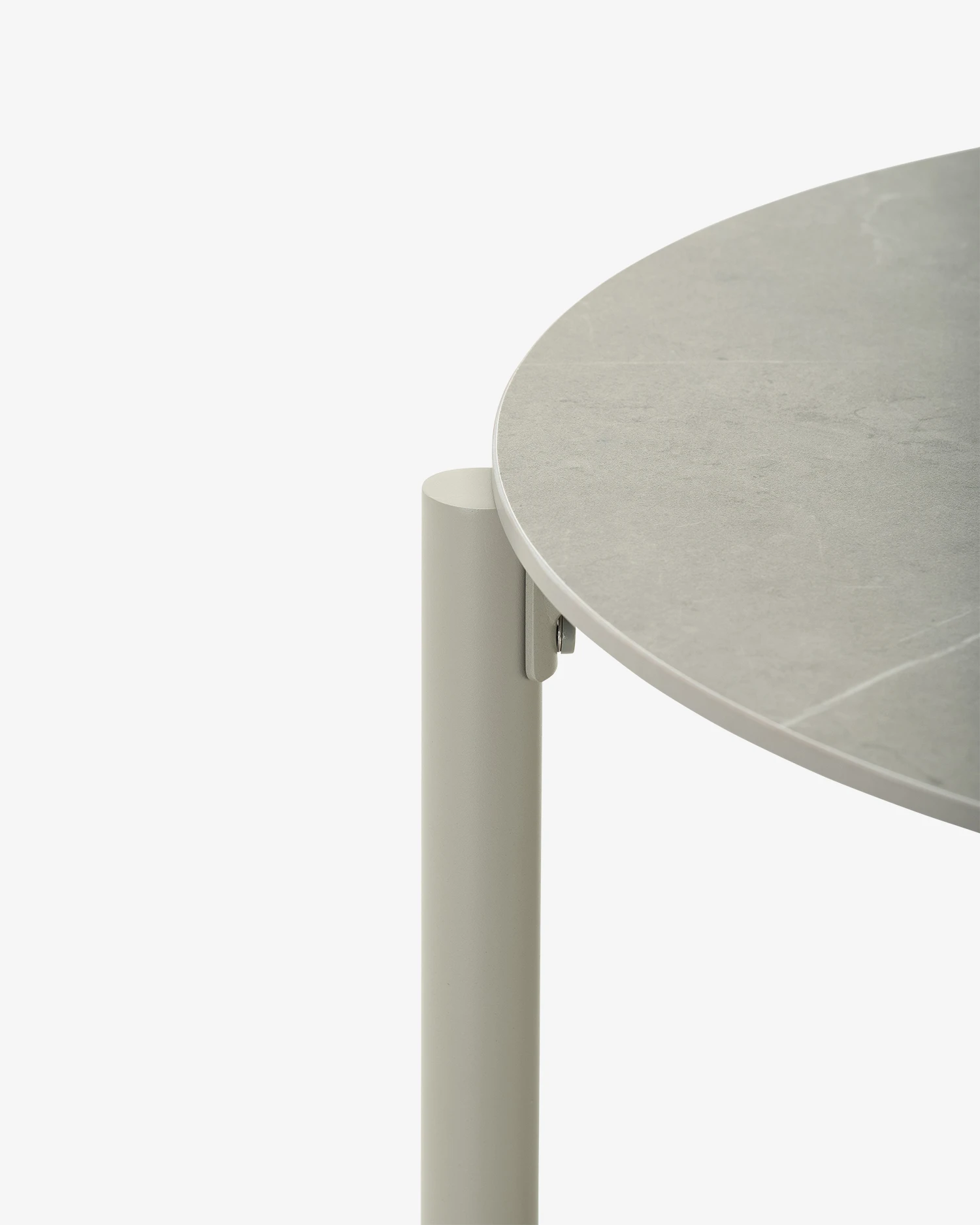 Round garden low table aluminum and stone