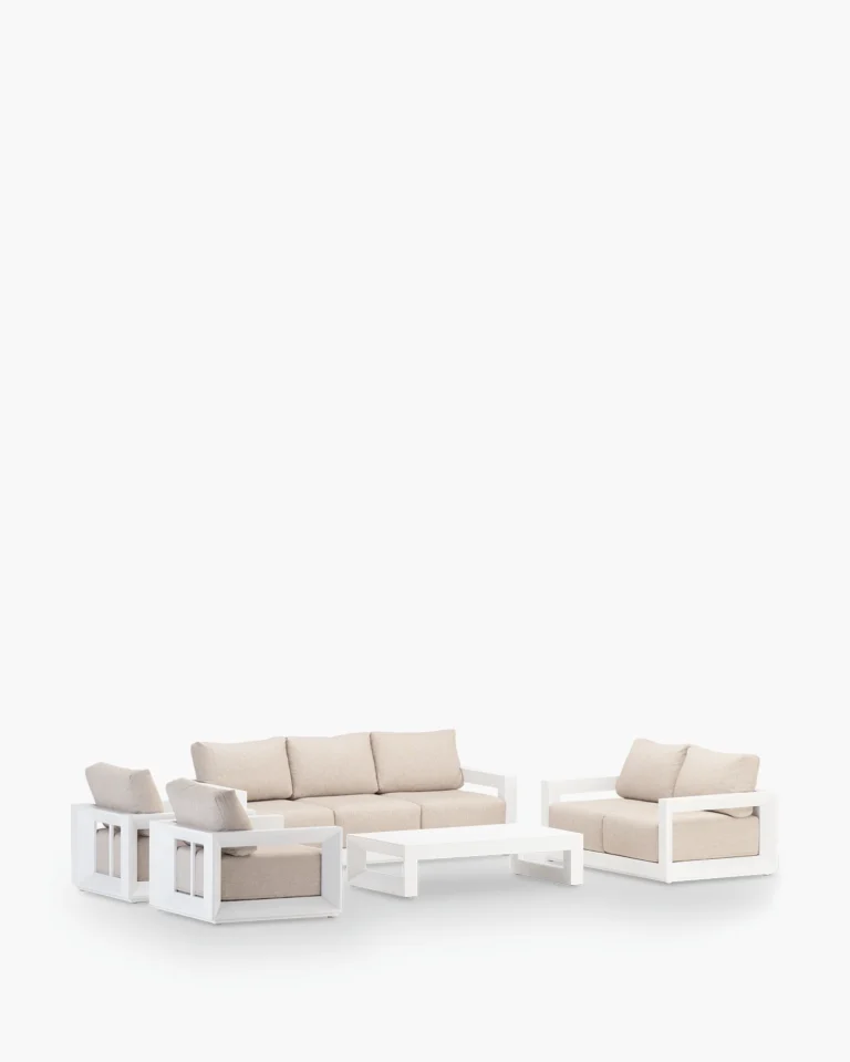 Set de jardin en aluminium blanc 7 places