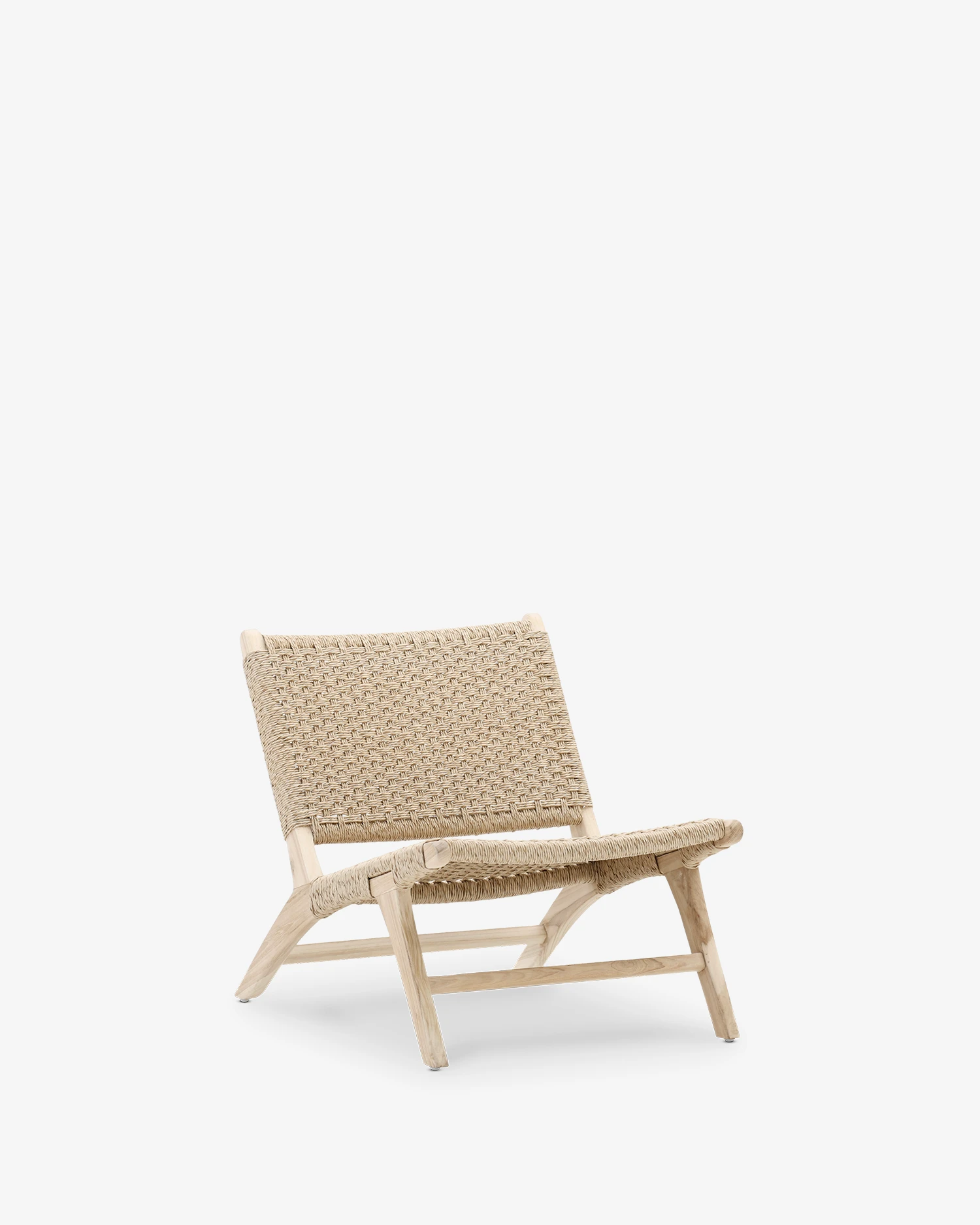 Low garden armchair teak wood and synthetic rattan