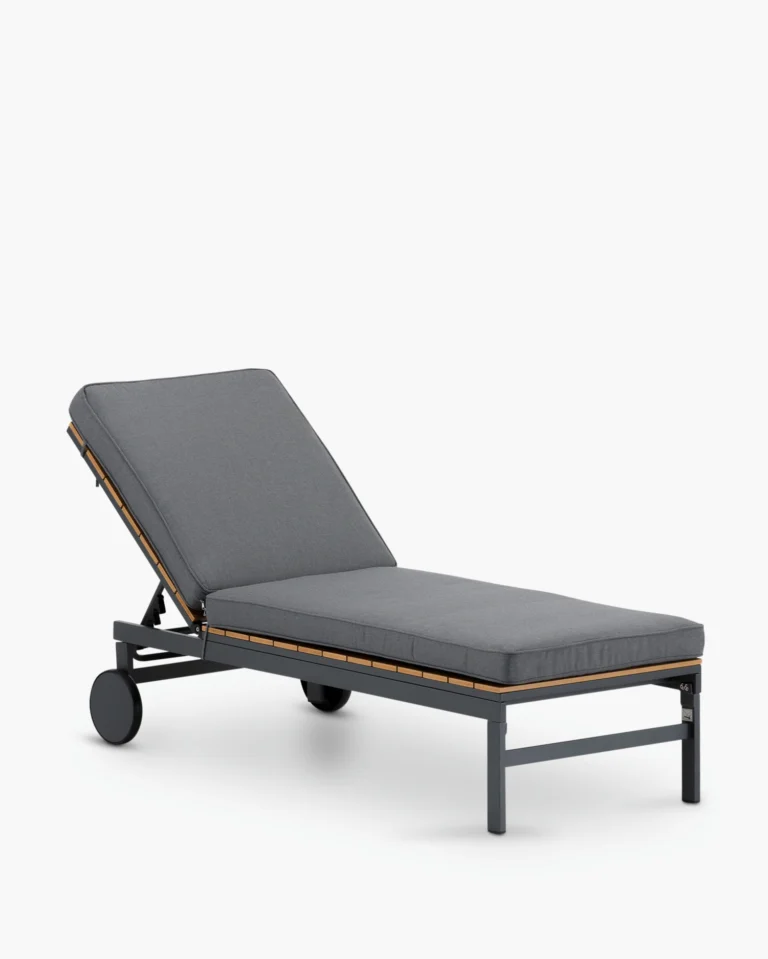 Sun lounger with anthracite cushion imitation wood