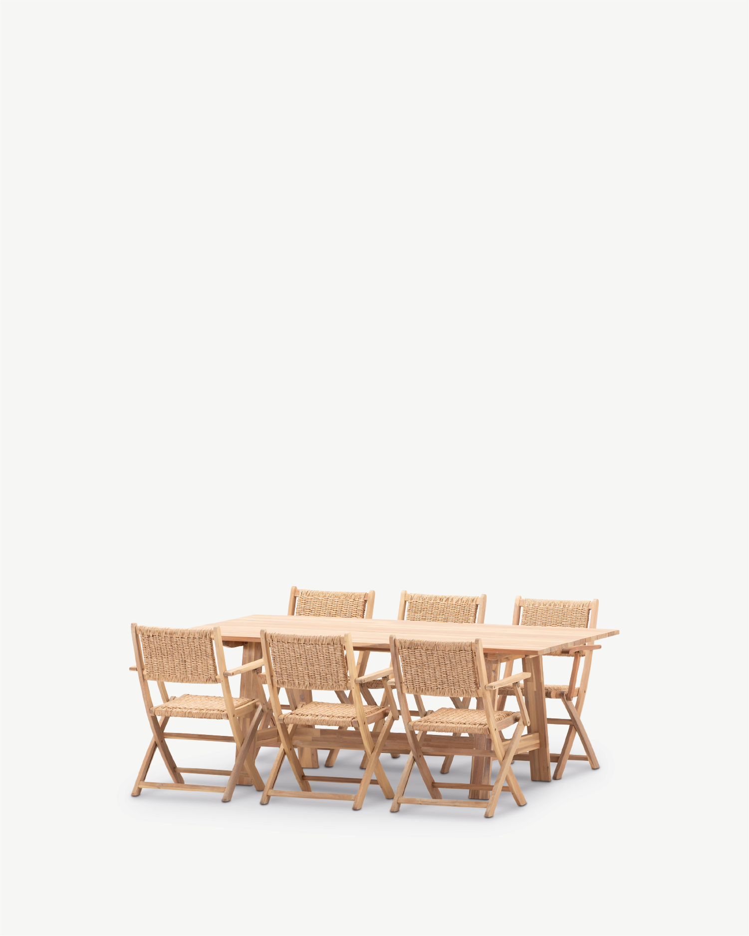 Conjunto comedor jardín madera y ratán sintético 6 plazas Conjunto comedor jardín madera y ratán sintético 6 plazas