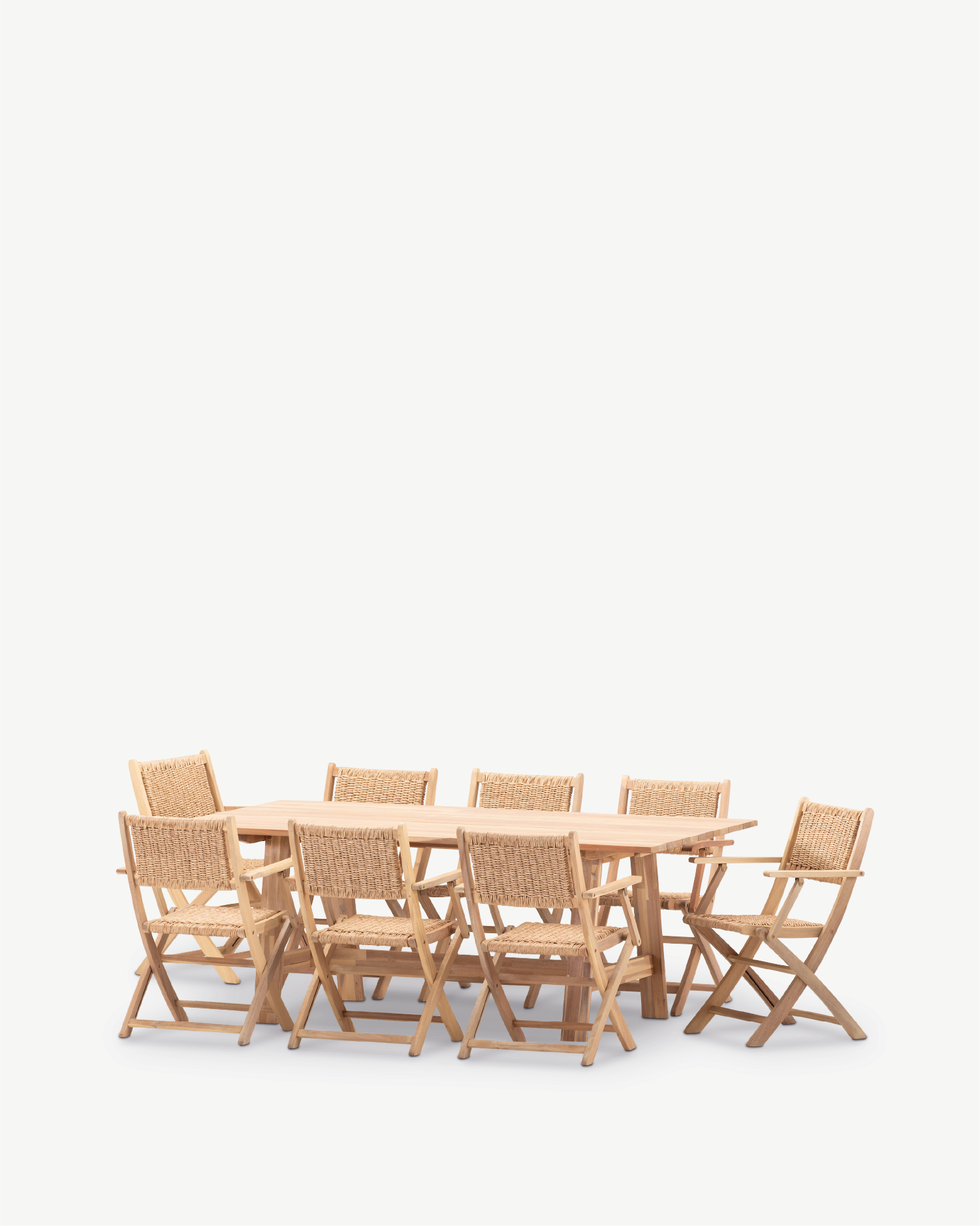 Conjunto comedor jardín madera y ratán sintético 8 plazas Conjunto comedor jardín madera y ratán sintético 8 plazas