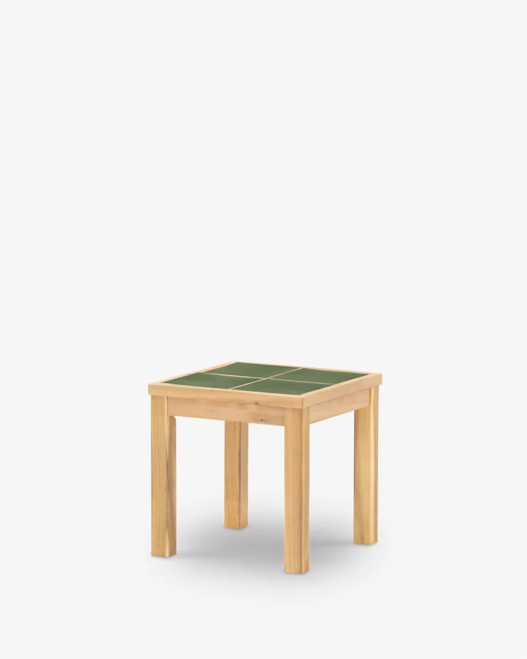 Garden side table wood and ceramic 45x45cm