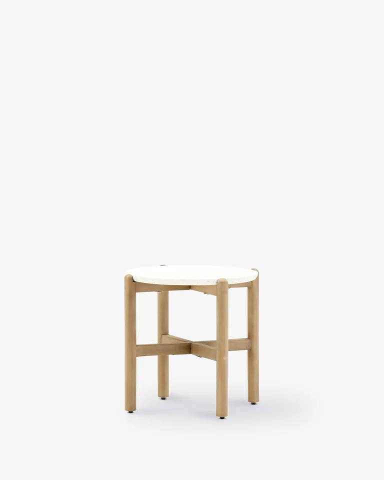 Outdoor low table wood and terrazzo 50cm