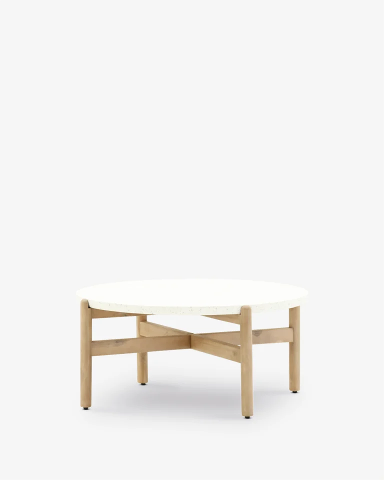 Outdoor low table wood and terrazzo 80cm