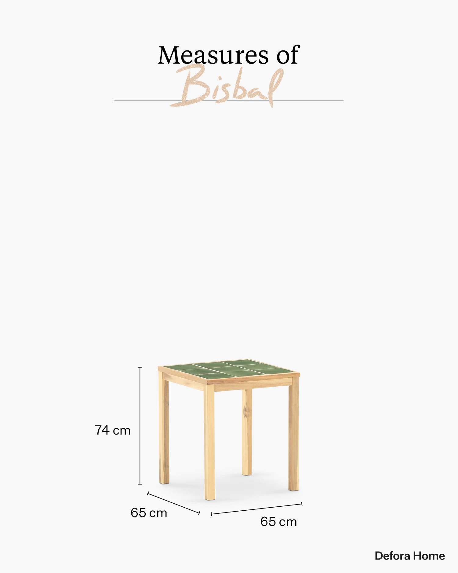 Mesa de jardín madera y cerámica 65x65 cm