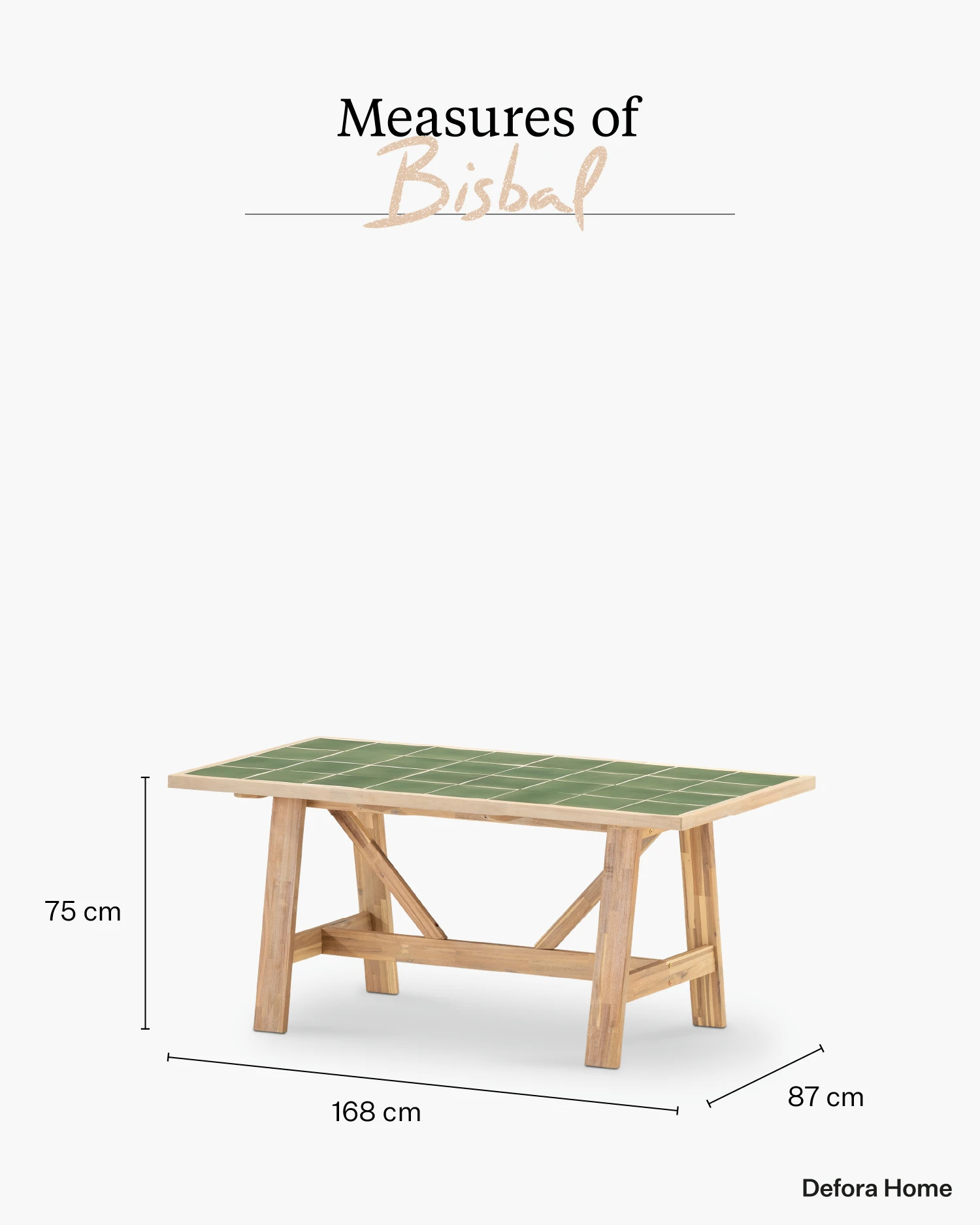 Garden table wood and ceramic 168x87 cm