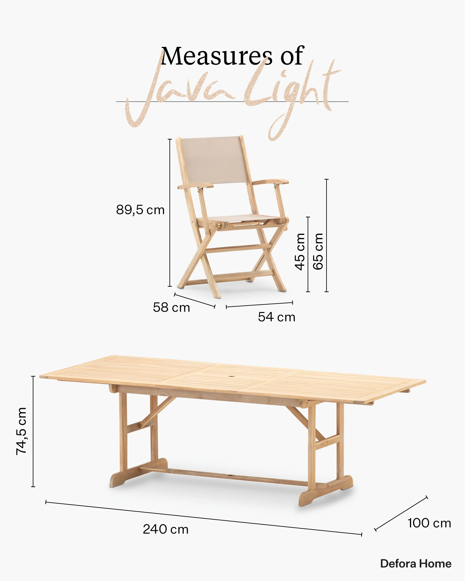 Java Light garden set. Measurement