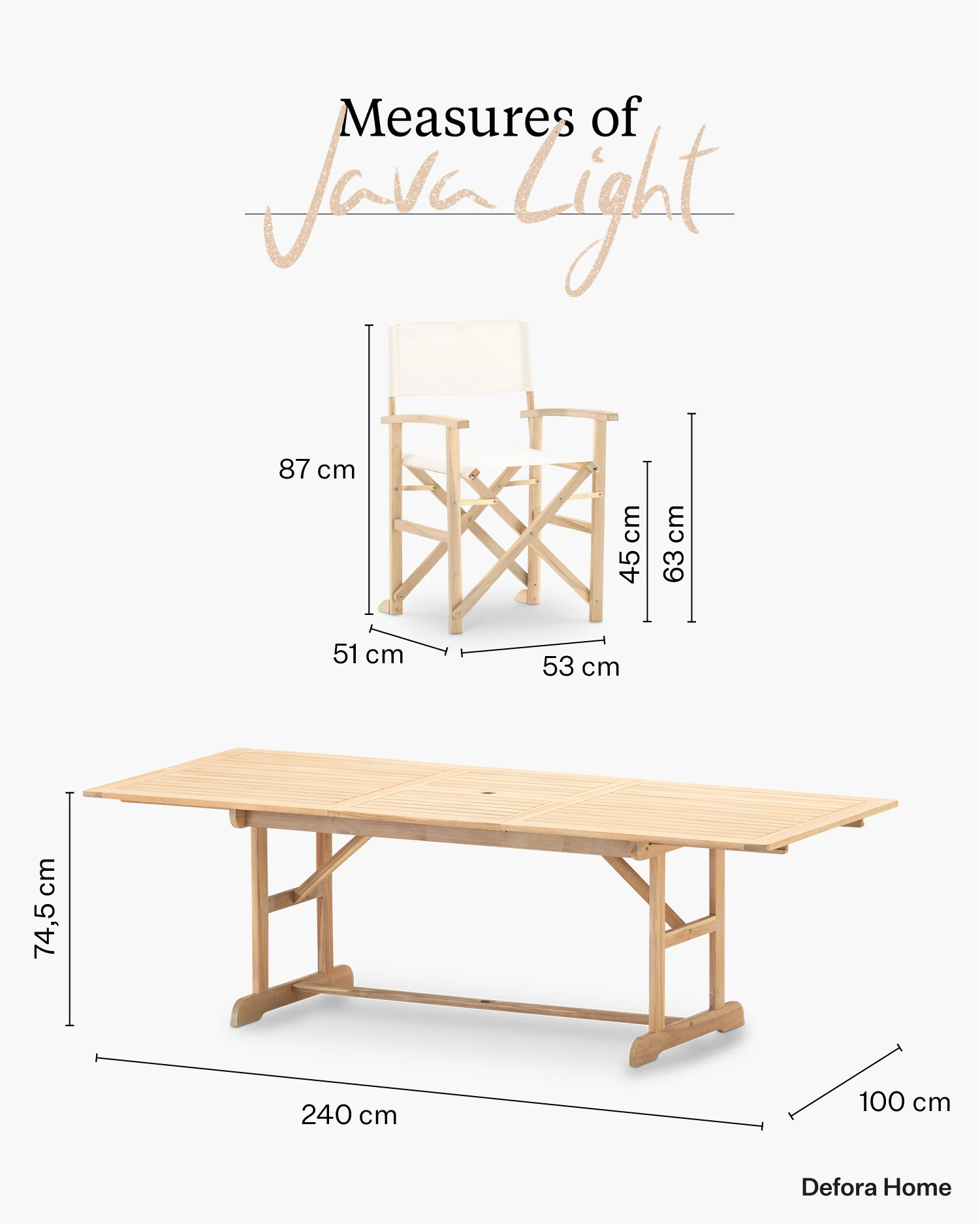 Java Light garden set. Measurement