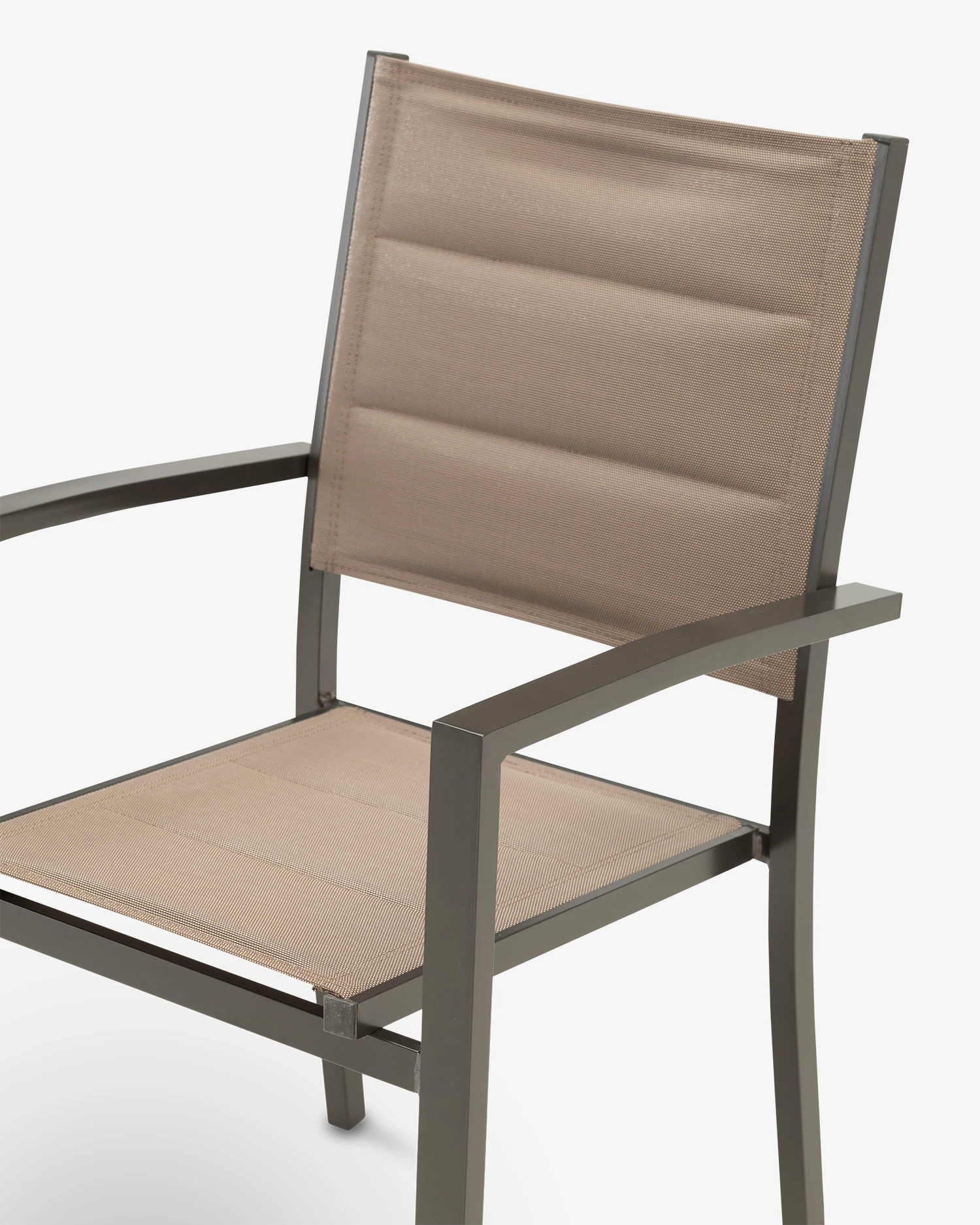 Brown aluminum and textilene garden chair