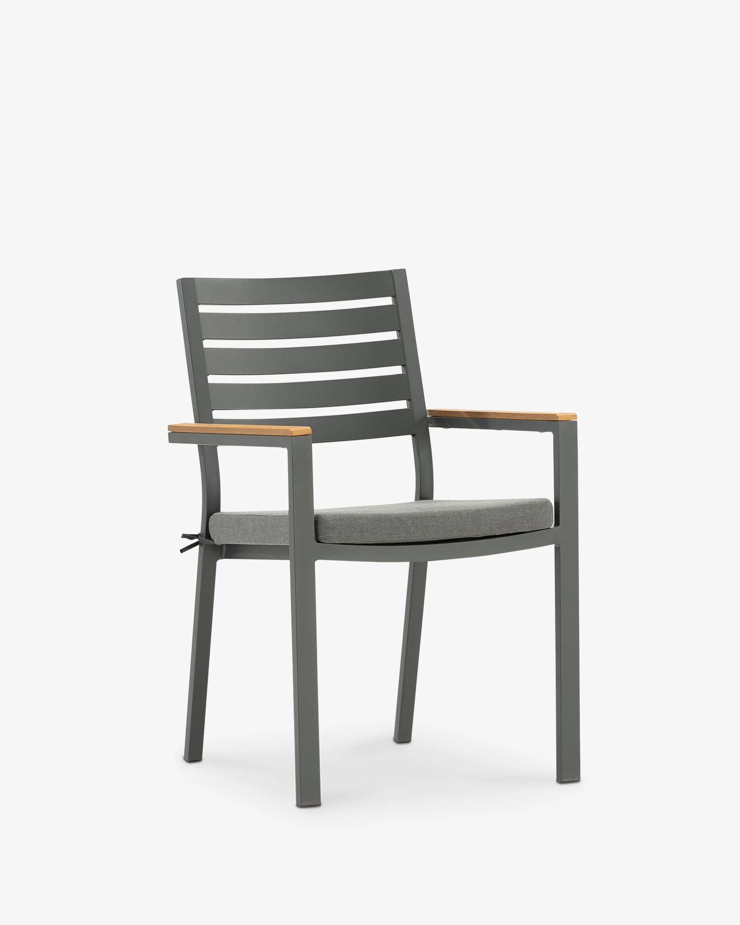 Stackable garden chair with anthracite cushion