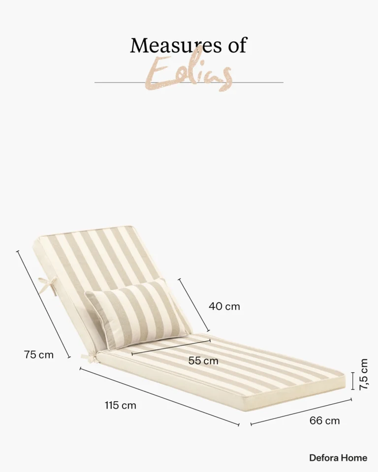 Striped sun lounger cushion with decorative cushion