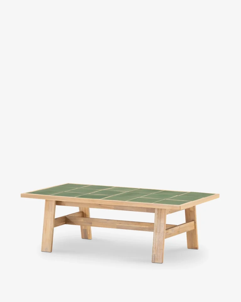 Low garden table wood and ceramic 125x65cm