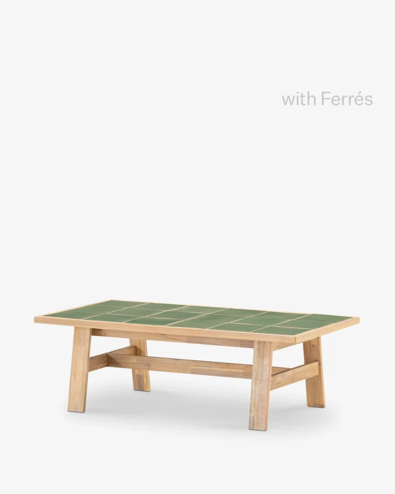 Low garden table wood and ceramic 125x65cm