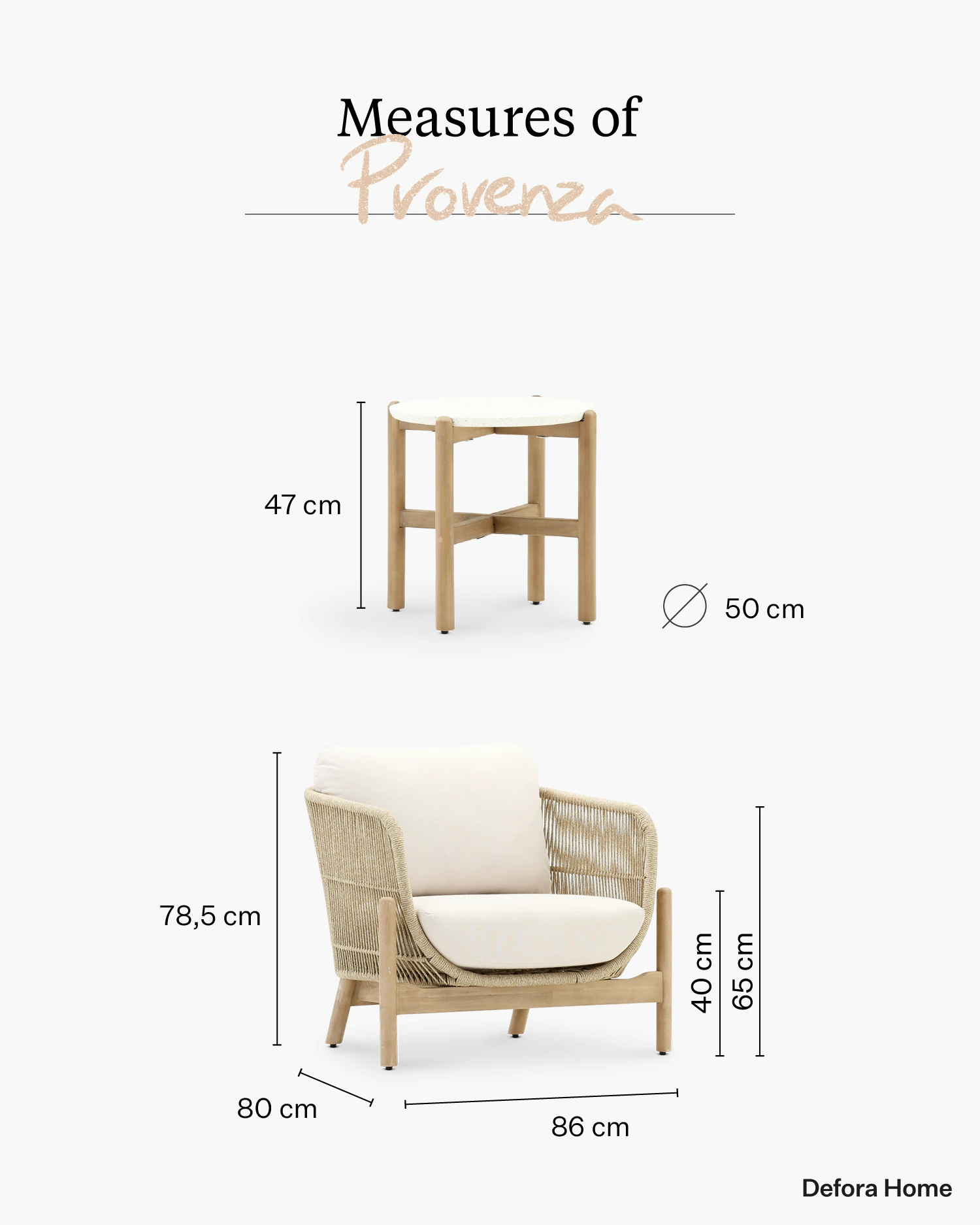 Provenza garden set. Measurement