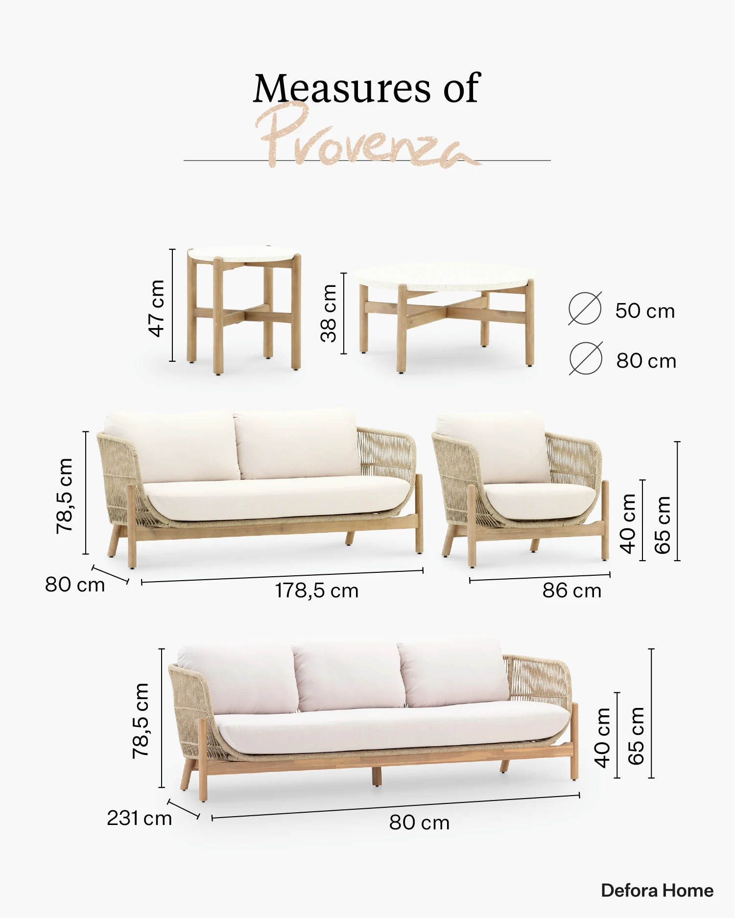 Provenza garden set.
Measurement 