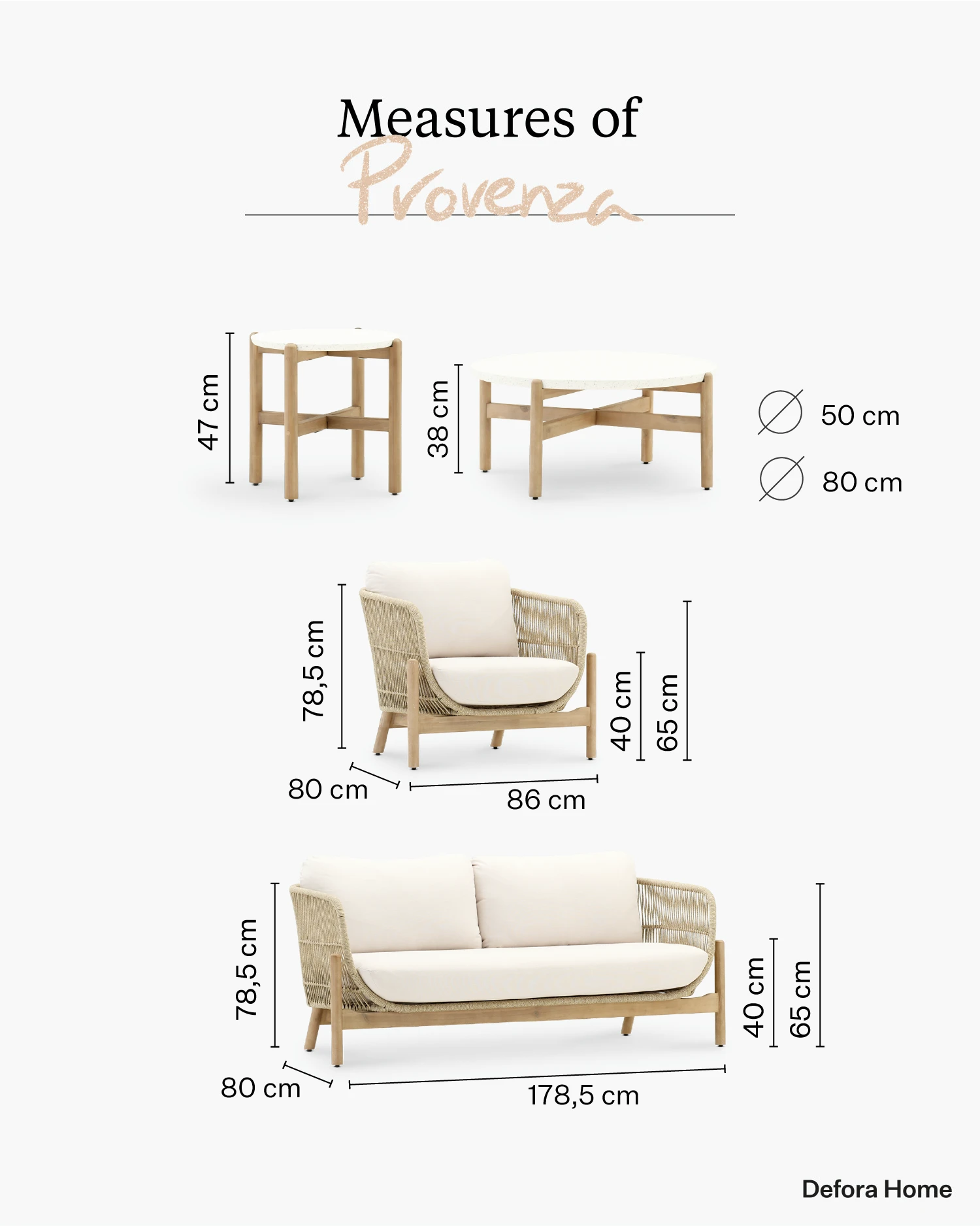 Provenza garden set.
Measurement 