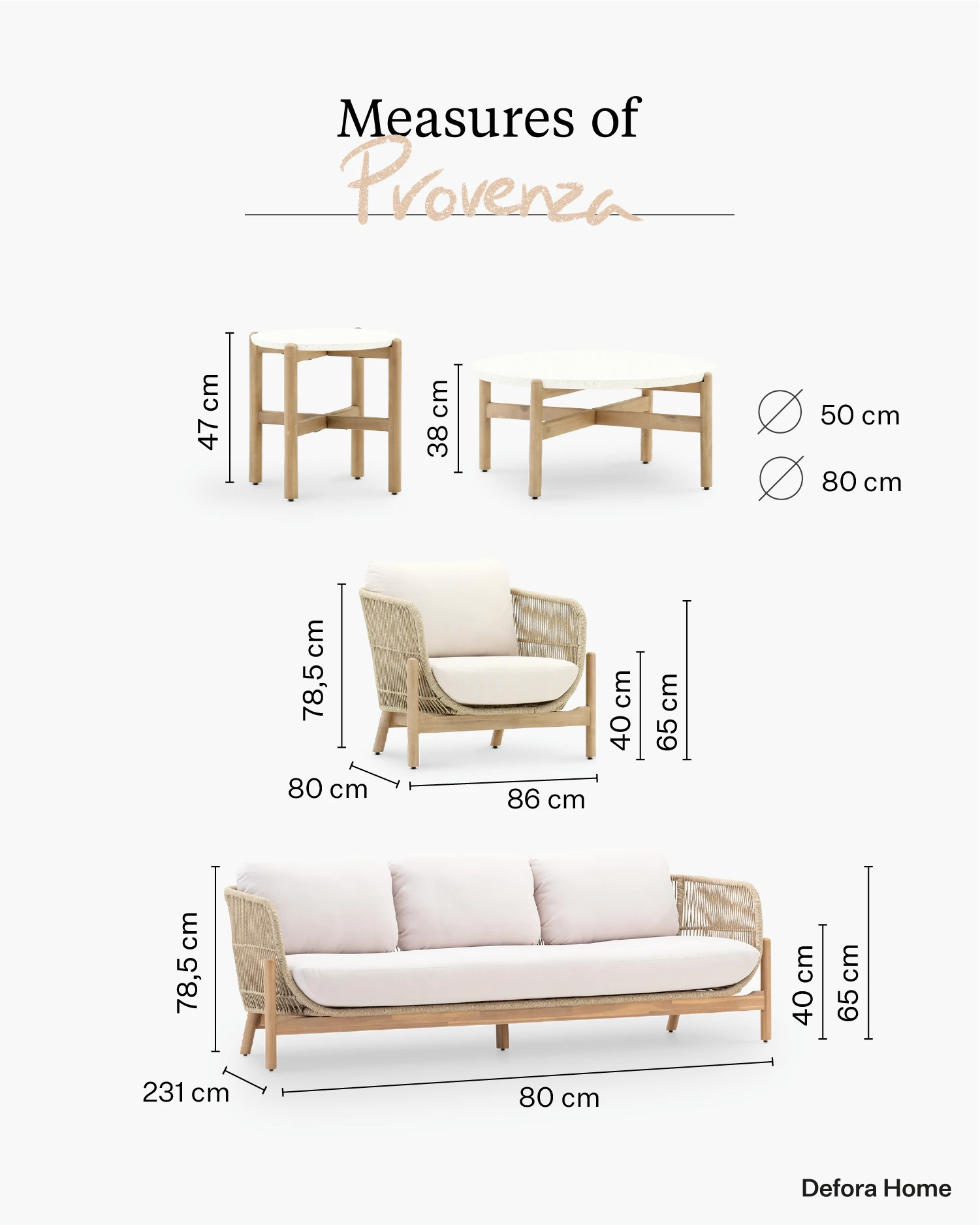 Provenza garden set.
Measurement 