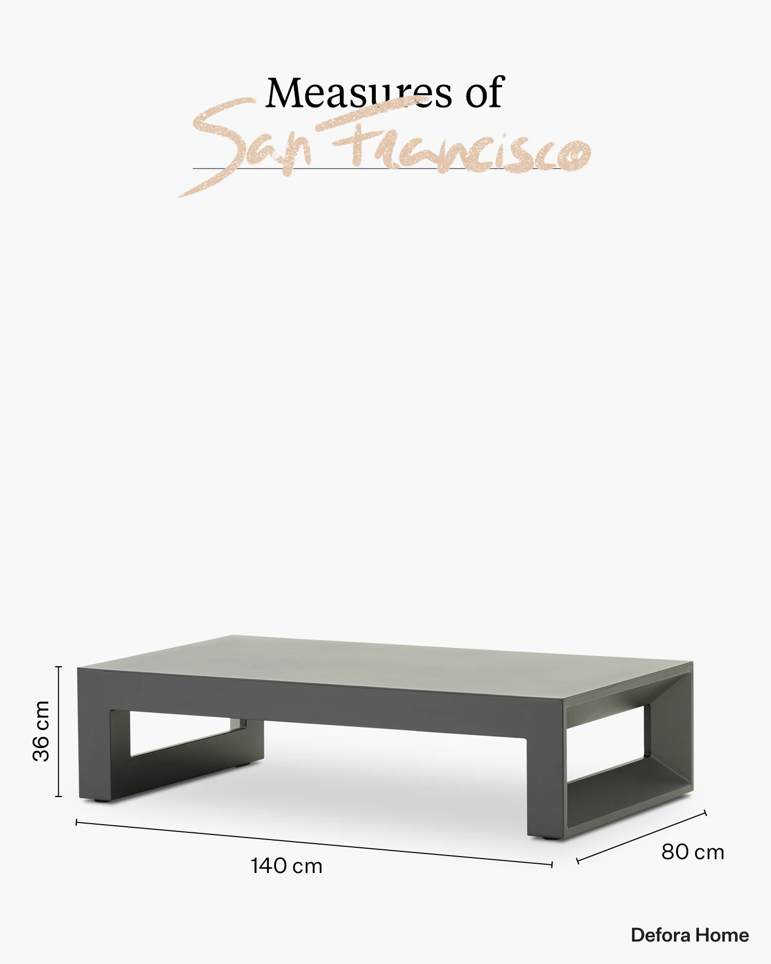 Low garden table aluminum anthracite 140x80 cm