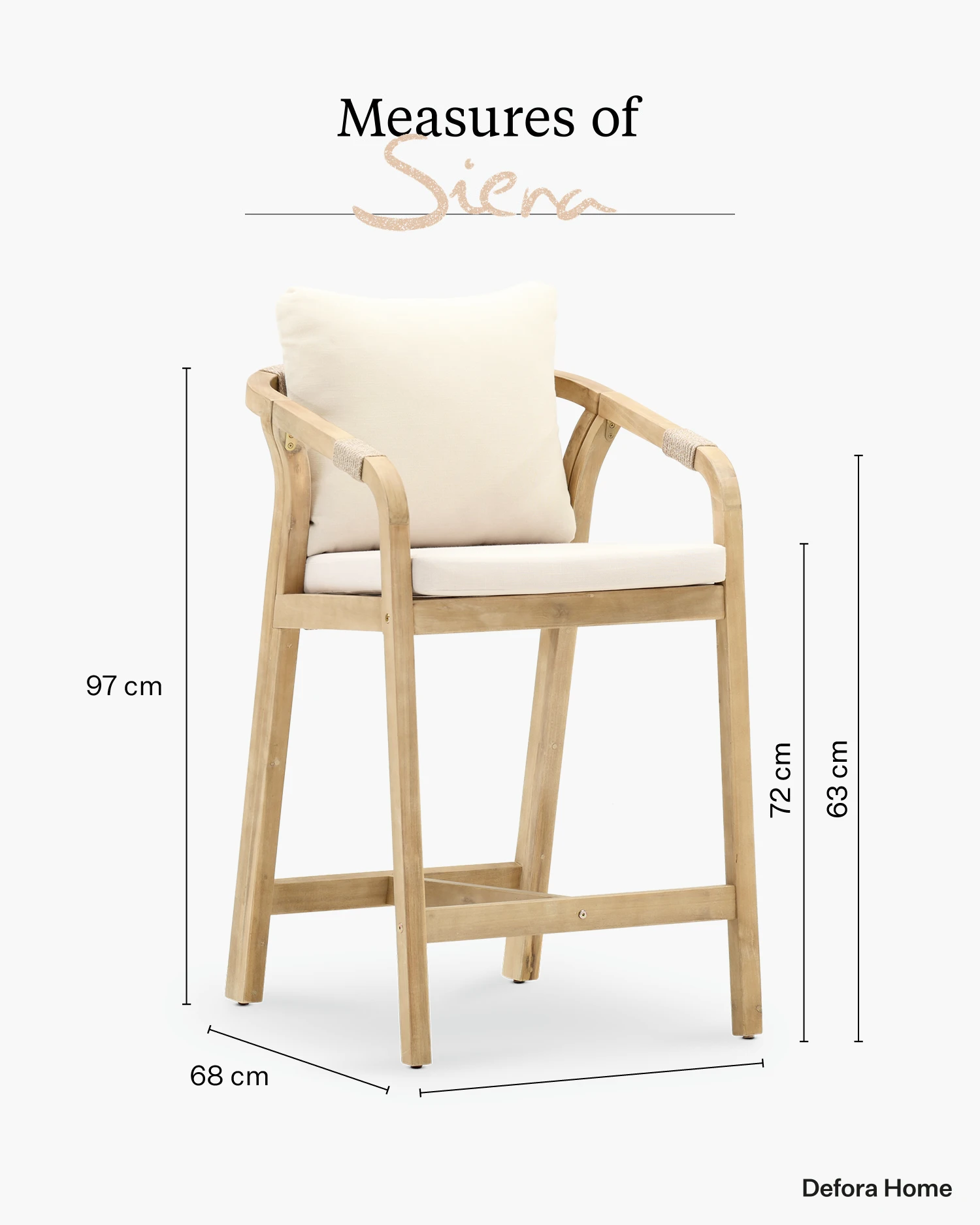 Garden stool wood and rope - Measurements