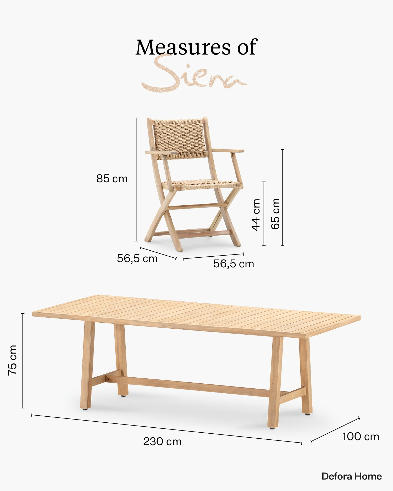 Siena garden set. Measurement