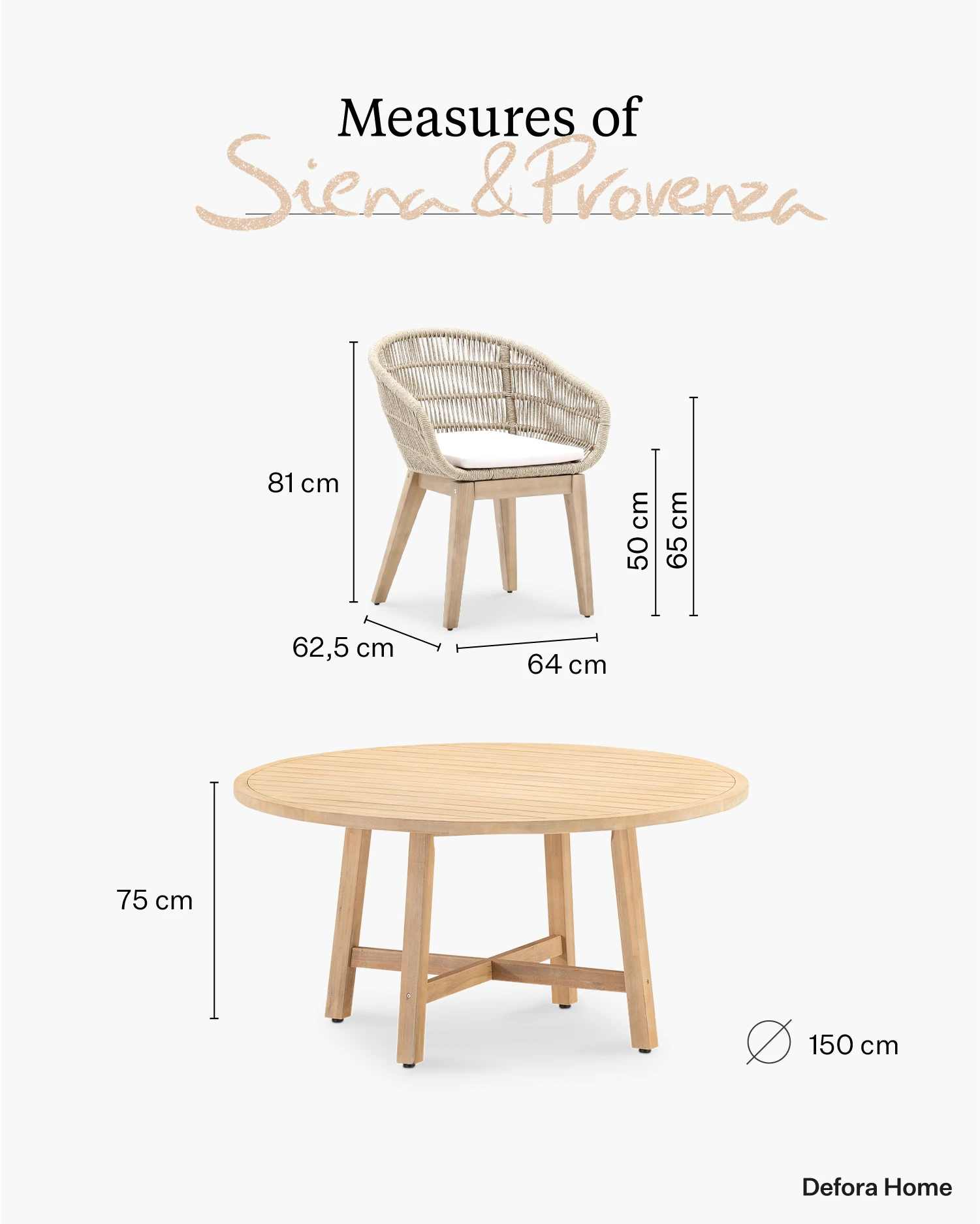 Siena Provenza garden set.
Measurement 